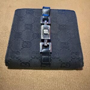 Gucci Jackie horsebit black Wallet with Chain Accent